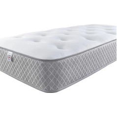 Aspire Beds Quad Comfort Eco pildījums un AC Aspire-Cool Touch Crystal Ortho grezna šūtā guļamā virsma, hibrīds Bonnell atsperu matracis, pelēks apdare, 3 pēdas vienvietīgs (3 pēdas vienvietīgs (3 pēdas x 7 pēdas))