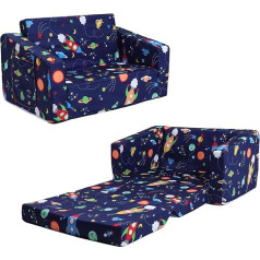 Decalsweet Складной детский диван с задней спинкой 2 в 1, устойчивый детский стул с тканевой сумкой, мягкий легкий раскладной детский стул для сп