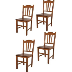 T M C S Tommychairs - Set of 4 Silvana Chairs for Kitchen and Dining Room, Robust Beech Wood Frame, Painted Light Nut Brown and Wooden Seat