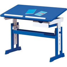 Inter Link student desk desk work table children's desk solid wood MDF blue and white lacquered WxHxD: 109 x 65-89 x 56 cm