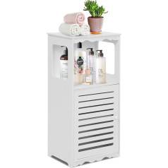 Cocoarm Bathroom Cabinet Floor Narrow Bathroom Cabinet Side Cabinet Bathroom Chest Sideboard Waterproof Organiser Bookshelf Tall Cabinet Storage Lots of Storage Space, White High Gloss, 80 x 38 x 28 cm