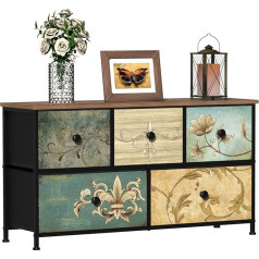 Vedecasa Chest of Drawers with 5 Drawers for Bedroom Industrial TV Cabinet with Drawers Metal Frame Wooden Surface for Living Room Children's Room Hallway Rustic