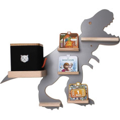 Boarti Tigerbox Shelf Dino Small Grey Suitable for tigerbox Touch and 18 tigercards, Children's Shelf for Playing and Collecting