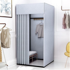 Madamera Clothing Store Changing Room, Movable Square Changing Room, DIY Temporary Changing Room with Shading Curtain and Hooks, Privacy Screen Divider for Office, Outdoor Activities and the