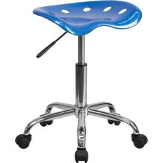 Flash Furniture Darba krēsls bez atzveltnes - Ergonomisks galda krēsls, regulējams augstums - Biroja krēsls ar traktora sēdekli mājas birojam un birojam - Zils, 38,1 x 43,18 x 65,41 cm