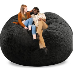 Oacevoz Pupiņu maisu krēsli 6ft Giant Bean Bag krēsls Pieaugušo liels pupiņu maisu vāks Ērta liela liela pupiņu maisu gulta (tas bija tikai vāks, nevis pilns pupiņu maiss, bez pildvielas) Melns