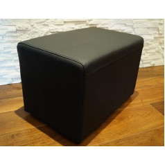 Quattro Meble Īstas ādas taburete 60 x 40 x 40 cm Kaula ādas sēdeklis Cube Footstool polsterēta taburete Īstas ādas Pufs melns