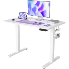 Fezibo Height-Adjustable Electric Desk, 100 x 60 cm, Standing Desk with Memory Control and Anti-Collision Technology, White Frame/White Surface