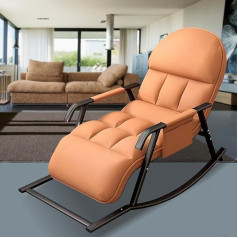 Jhyccdd Šūpuļkrēsls Dzīvojamā istaba Grezns šūpuļkrēsls ar atgāzējamu funkciju, māsu krēsls Šūpuļkrēsls ar regulējamu kāju daļu un atzveltni, šūpuļkrēsli balkonam/telpai/relaksācijas krēslam (oranžs)