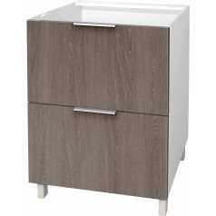 Berlioz Créations Berlioz Creations CT6BC Oak 2 Drawer Kitchen Cabinet 60 x 52 x 83 cm 100 Percent Made in France