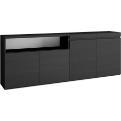 ‎Skraut Home Skraut Home Sideboard, Highboard, Chest of Drawers, Chest of Drawers, 200 x 75 x 35 cm, 4 Doors, Living Room, Kitchen, Modern Style, Black