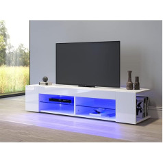 Sonni TV Cabinet TV Lowboard LED, 12 LED Colours, Glass Shelves, TV Table