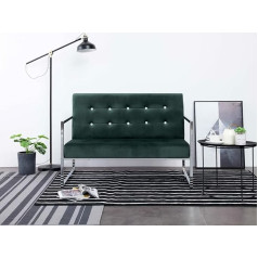 Yongdu 2 Seater Sofa with Armrests, Sofa Bed, Sofa Bed, Couch with Sleep Function, Sofa Bed, Sofas & Couches, Sofa Bed, Dark Green Chrome and Velvet