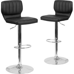 Flash Furniture Комплект из 2 современных барных стульев Регулируемый по высоте барный стул с вертикальной прострочкой спинки и хромированным ос