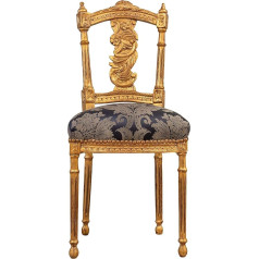 Biscottini INTERNATIONAL ART TRADING Biscottini Antique 95 x 45 x 42 cm Luigi XVI Antique Gold | Upholstered Chair in French Style | Bedroom Chair Made of Fabric, Beige, Media