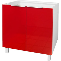 Berlioz Créations Berlioz Creations CP8BR Kitchen Cabinet with 2 Doors in High Gloss Red 80 x 52 x 83 cm 100 Percent Made in France