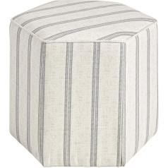 Unbekannt MARTHA STEWART Ellen Accent Ottoman - masīvkoka rāmis, mīksts audums, sešstūra formas taburete, moderna taburete ar putu polsterējumu, kāju paliktnis, 45,7 x 45,7 x 40,6 cm, pelēkas svītras