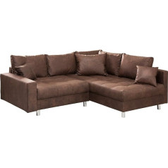 Riess Ambiente riess-ambiente.de Kent Corner Sofa 220 cm Brown Spring Core Including Stool and Cushion Sofa Couch Ottoman Can Be Assembled on Both Sides