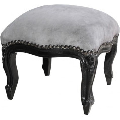 Casa Padrino Baroque Footstool Grey / Black - Antikvariāta mēbeles - Taburetes