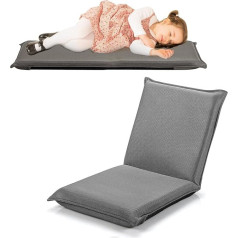 Costway Grindų kėdė su 6 lygių reguliuojamu atlošu, žaidimų kėdė su paminkštinimu, grindų sofa, meditacijos kėdė, tinginio sofa, lango kėdė, meditacijos kėdė (pilka)