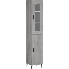 Vidaxl Highboard, Bufete ar daudz uzglabāšanas vietas, kumodes skapis viesistabai, Bufete, sānu skapis, metāla kājas, moderns, pelēks Sonoma koka materiāls