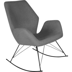 Homexperts Victor šūpuļkrēsls ar auduma pārvalku pelēkā krāsā ar dekoratīviem dūrieniem / Kājas melna metāla / Mīkstās mēbeles / Krēsls / Dzīvojamās istabas mēbeles / 74 x 94 x 85 cm (platums x augstums x dziļums)