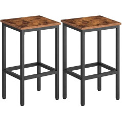 Hoobro Set of 2 Bar Stools with Sturdy Metal Frame, Industrial Design, Seat Height 65cm, for Living Room, Dining Room, Kitchen, Dark Brown, EBF65BY01