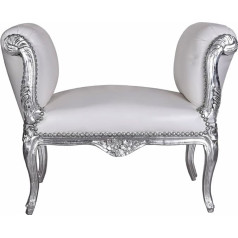 ‎Palazzo Int Диван Palazzo Baroque Sofa Leather Look White Bench Baroque Stool Silver Bench Cat351e51