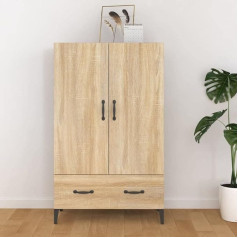 Homiuse Highboard Sonoma Oak 70 x 31 x 115 cm Wood Material Living Room Cabinet Dining Room Furniture Storage Cabinet Side Cabinet Household Cabinet with 2 Doors and 1 Drawer Dust-Free Design