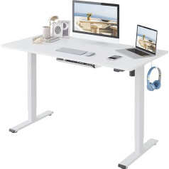 Flexispot EG1 Height-Adjustable Desk Electric 2-Way Telescope with Table Top (White, Frame White, 120 x 60 cm)