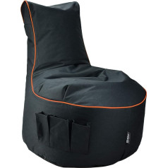 Bubibag Maverick Gaming Bean Bag melns ar cauruļvadu, dažādu krāsu izvēle, pupiņu maiss ar 3 sānu kabatām un rāvējslēdzēju uzpildīšanai, labākais pupiņu maiss priekš Playstation PS4 XBOX360 XboxOne Nintendo (Tiger Orange)