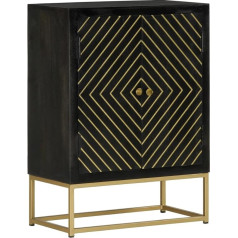 Vidaxl Bufete ar 2 durvīm Black Gold 55 x 30 x 75 cm Masīvkoka Mango