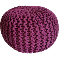 Kreatives Wohnen Pouf Diametrs 45 cm Sēdekļa Pouf Chunky Knit Look Pouf Trikotāžas grīdas spilvens Augstums 30 cm Violeta trikotāžas taburete