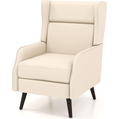 Homasis Krēsls ar noņemamu polsterējumu, ergonomisks atpūtas krēsls ar atzveltni un roku balstiem, masīvkoka kājas, atpūtas krēsls līdz 150 kg, 68 x 82 x 102 cm (bēšs)