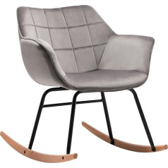 Duhome Polsterēts šūpuļkrēsls, stepēts šūpuļkrēsls, atpūtas krēsls, metāla un koka rāmis