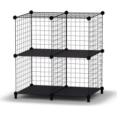 Homidec Wire Cube Storage, Storage Shelves 4 Cube Bookshelf Bookcase Closet Organiser and Storage, Wire Storage Shelves Multi-Use DIY Storage Cube Shelf for Books, Toys, Clothes, Tools
