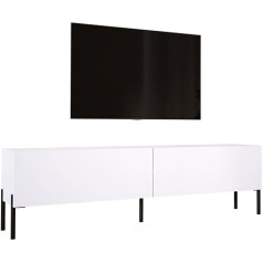 3E 3Xe Living.com Matinės baltos spalvos TV spintelė su juodomis kojelėmis, A: Plotis: 170 cm, H: 52 cm, D: 32 cm. Televizoriaus spintelė, televizoriaus staliukas, televizoriaus stovas
