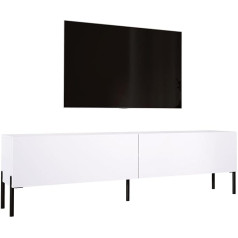 3E 3Xe Living.com TV Cabinet in Matt White with Black Legs, A: W: 170 cm, H: 52 cm, D: 32 cm. TV unit, TV stand, TV stand