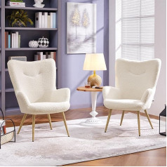 Yaheetech 2 x Wingback krēsls Elegants krēsls Mīkstās krēsls ar atlokāmu atzveltni Atgāžamais krēsls Atgāžamais krēsls līdz 136 kg kravnesībai Krēsls viesistabai / guļamistabai