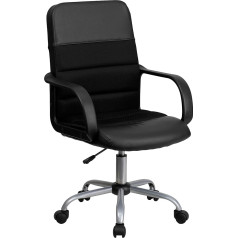 Flash Furniture Вращающееся кресло со средней спинкой из черной кожи и сетки