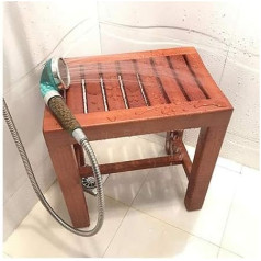 Amsxnoo Shower bench, rubber wood stool, environmental protection, colour, waterproof, non-slip, fully assembled for toilets, hotel, sauna, spa, LSXIAO (colour: brown, size: 42 x 28 x 50 cm)