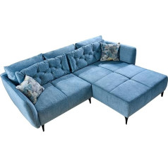 Riess Ambiente riess-Ambiente Design Marrakesh Corner Sofa 245 cm Aqua Blue Velvet Metal Feet Including Cushion Corner Couch Sofa Living Landscape Velvet Sofa Velvet Couch