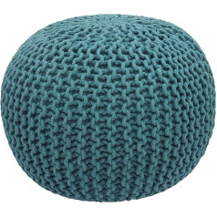 Cotton Craft Dori Pouf Rokām adīts kabeļu trikotāžas grīdas pufs 100 % kokvilnas ar rokām šūts ar rokām 20 x 14 cm Teal