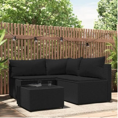 Whopbxgad Living Room Furniture Sets,Couch Sets for Living Room,Sofa Bed,4-TLG. Garten-Lounge-Set mit Kissen Schwarz Poly Rattanmodular Sofa,modular Couch,Outdoor Patio Furniture,