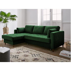 Lisa Design Anna - Corner Sofa with Sleep Function - With Storage Box - 4 Seater - Contemporary Style - Left Green