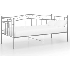 Vidaxl Sofos lovos rėmas Dienos lova Metalinė lova Viengulė lova Svečių lova Sofa-lova Jaunimo lova Pilka metalinė 90 x 200 cm