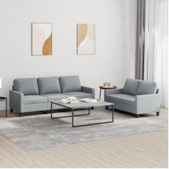 CIADAZ 2-TLG. Sofagarnitur mit Kissen Hellgrau Stoff, Sofas & Couches, Sofa Wohnzimmer, Sofa Für Jugendzimmer, Relaxsofa, Sofa Für Schlafzimmer, Polstersofa - 3201460