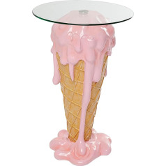 Kare Icecream dizaina sānu galdiņš 48 cm diametra stikla galds Ice Cream formas ESG stikla galda virsma apaļa 72 x 48 x 48 cm (H x W x D) rozā / brūns