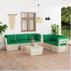 Guyana 6-Piece Garden Sofa Set Made of Pallets with Cushion Spruce Wood Living Room Couch Corner Sofa Small