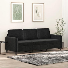 Lapooh 3-vietė sofa juoda 180 cm aksominė, poilsio sofa, sofos ir kušetės, poilsio sofa, svetainės sofa, sofa su miegojimo funkcija - 359457